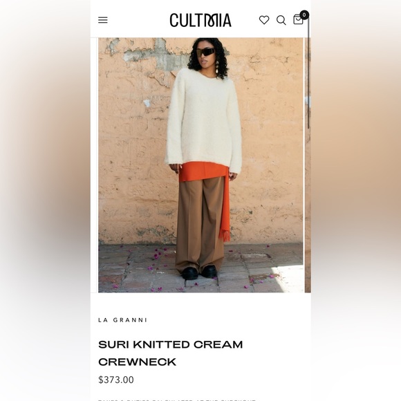 LA GRANNI Suri knitted oversized crewneck, Cream, Alpaca, Size Small - Picture 10 of 10